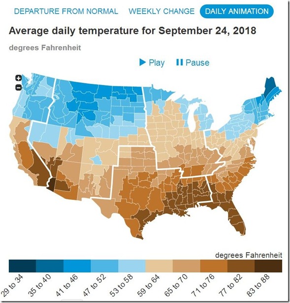 October 6 2018 actual temperature on Sept 24